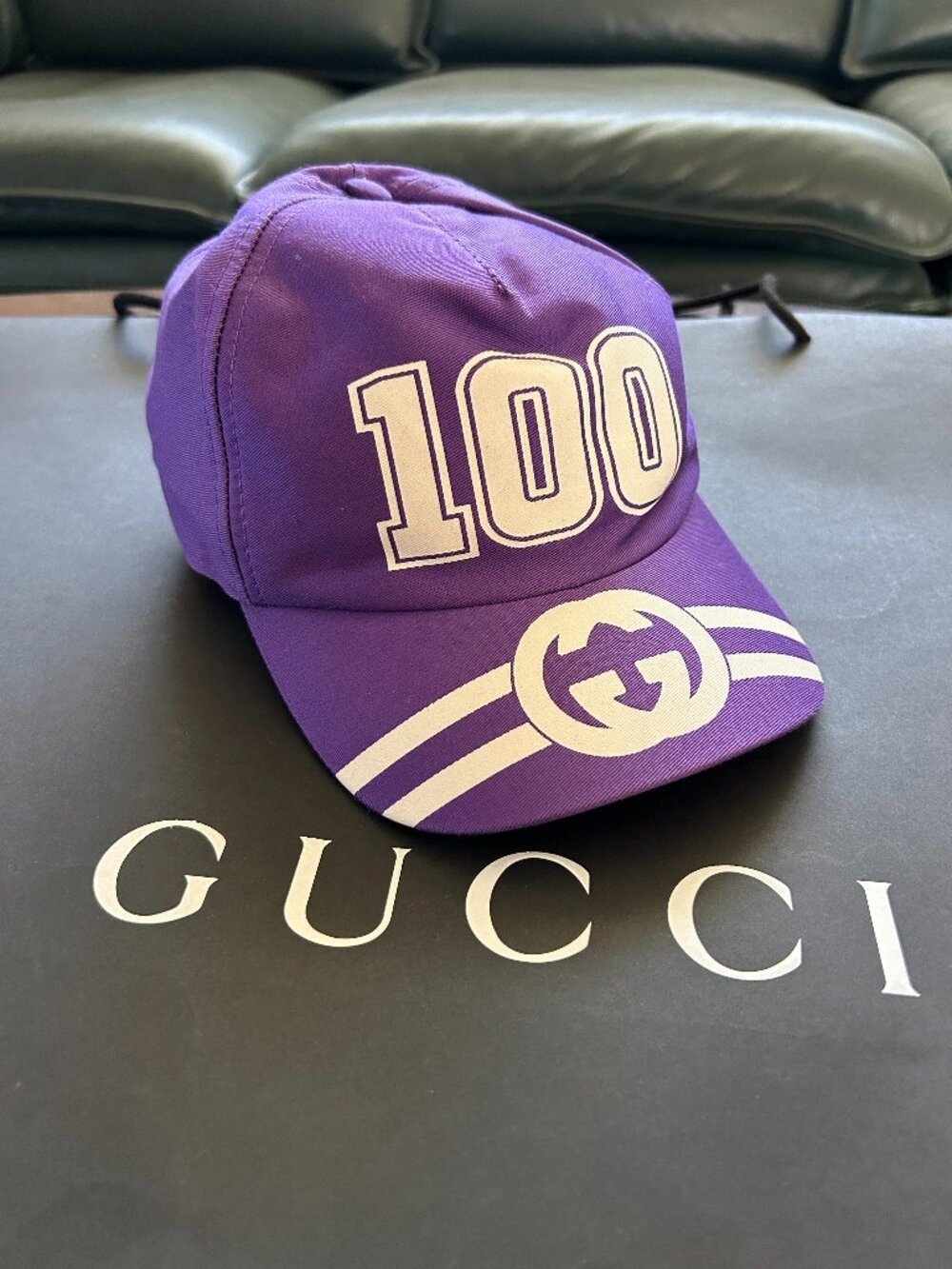 Gucci 100th Anniversary "Gucci 100" Hat College Baseball Cap Purple Size S